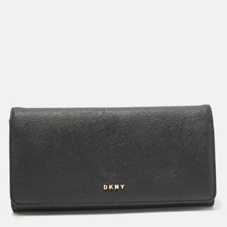 DKNY Dkny Black Leather Continental Flap Wallet