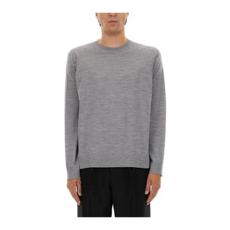Theory Regal Wol Trui met Ronde Hals - Heren - Truien - Grijs - Maat: 2XL Wol
