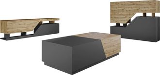 Mirjan24 Conjunto De Sal&oacute;n Comfivo Daldune 103, Roble Wotan + Antracita