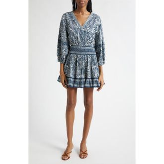 Ramy Brook April Mixed Print Cotton Minidress in Navy Dot at Nordstrom, Size X-Small