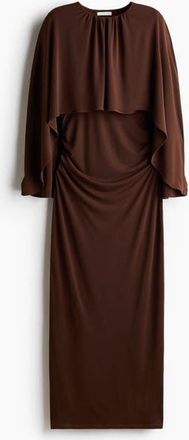 H&M Draped Cape-detail Dress in Dark Brown at Nordstrom, Size X-Small