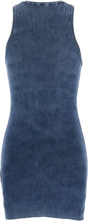 Diesel Womens Sleeveless Crew-Neck Dress Blue Ribbed Cotton