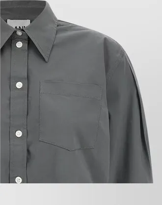 Ganni cropped lace-trim shirt