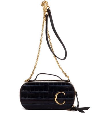 Chlo&eacute; Eyewear embossed-leather chain bag - Blue
