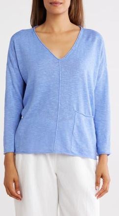 Eileen Fisher Organic Linen & Cotton V-Neck Sweater in Hydrangea at Nordstrom Rack, Size X-Large
