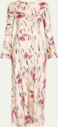 Ganni Open-Back Stretch Satin Maxi Dress