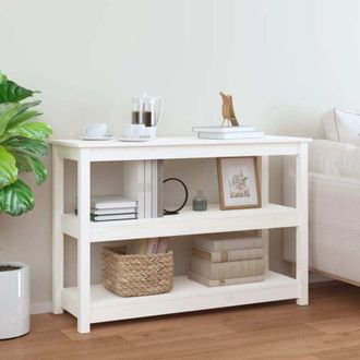 vidaXL Tavolo Consolle Bianco 110x40x74 cm in Legno Massello di Pino - Vidaxl