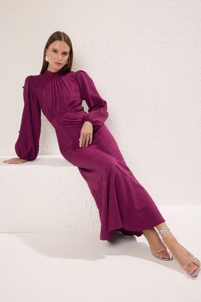 Trendyol Modest Dames Paars Bloemen Maxi Lang Casual Skater Modest Jurken