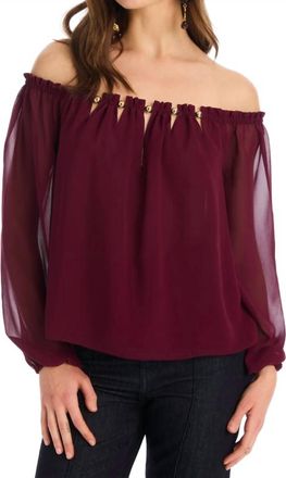 Allison New York Sara Off Shoulder Top In Burgundy