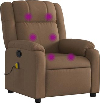 vidaXL Sill&oacute;n Reclinable Con Masaje De Tela Marr&oacute;n Vidaxl