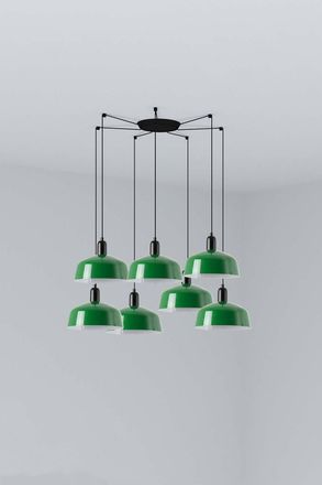 Netlighting Tatawin Medium Cluster Pendant Black Gloss Green 7x E27
