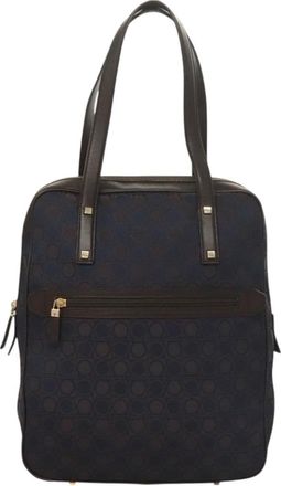 Ferragamo Gancini Handbag Canvas And Leather Canvas Handbag (Pre-Owned)