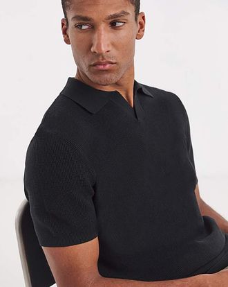 Jacamo Open Neck Textured Polo