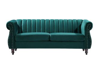 Vente-Unique Divano Chesterfield 3 posti in Velluto Verde smeraldo - TRUMBO