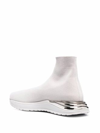 Ferragamo Ankle Sock Knit Sneaker - Gray