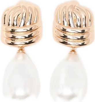 Self Portrait pear-drop earrings - Goud
