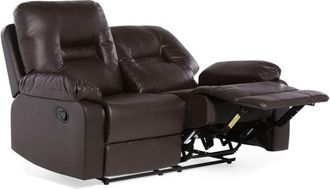 Beliani Divano Reclinabile Similpelle Marrone 2 Posti Schienale e Poggiapiedi Regolabili Bergen