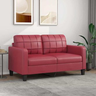 vidaXL Sof&aacute; De 2 Plazas De Cuero Sint&eacute;tico Rojo Vino 140 Cm Vidaxl