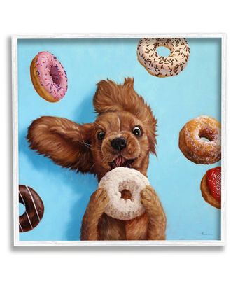Stupell Industries Funny Face Dog Licking Donut Framed Giclee Wall Art By Lucia Heffernan