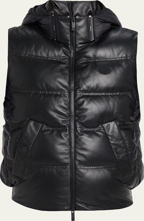 Moncler Impression Leather Hooded Down Vest
