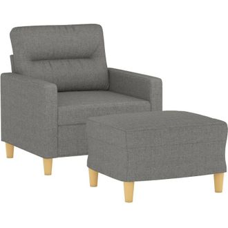 vidaXL Sill&oacute;n Con Taburete Tela Gris Oscuro 60 Cm Vidaxl