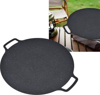 Infinite [plancha Para Parrilla Coreana] - Sart&eacute;n Redonda Antiadherente De Hierro De 41 Cm, Resistente Al Calor, Para Asar Cerdo Y Tortitas + Tapete De Protecc