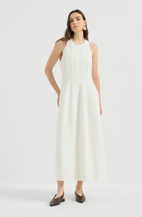 Brunello Cucinelli Viscose and linen fluid twill dress in White at Nordstrom, Size Xxx-Large