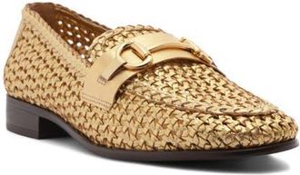 Arezzo Nola Woven Bit Loafer in Gold at Nordstrom, Size 6.5