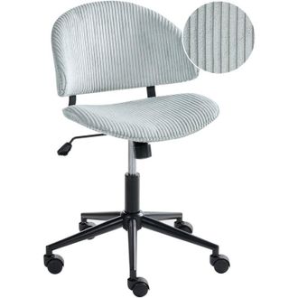 Beliani Silla De Oficina Giratoria Ajustable Escritorio Con Asiento Y Respaldo De Pana Azul Claro Kiana