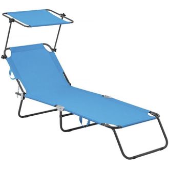 Habitat et Jardin Habitat Et Jardin - Lettino prendisole pieghevole Lazy - Con parasole - Blu