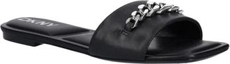 DKNY Dania Leren Slide - Dames - Sandalen - Zwart - 37 EU - Leer - Schoenen