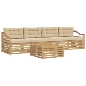 vidaXL Conjunto De Sof&aacute;s De Exterior Con Coj&iacute;n 5 Pcs Y Beige Vidaxl
