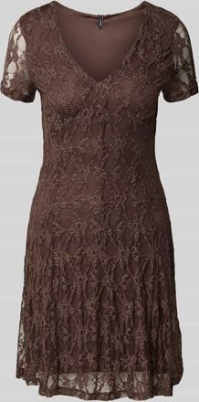 Only Slim Fit Minikleid aus Spitze Modell ALBINA in Dunkelbraun, Gr&ouml;&szlig;e XL