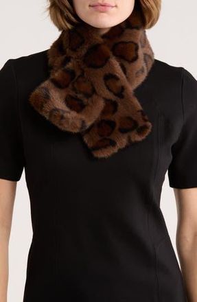 La Fiorentina Animal Print Faux Fur Pull-Through Scarf in Brown at Nordstrom Rack