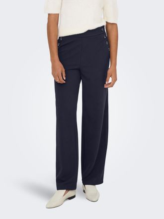 Only Schlupfhose ONLY ONLRINA BUTTON PANT JRS NOOS, Damen, Gr. XL, L&auml;nge 34, night sky detail:horn buttons, Jersey, Obermaterial: 95% Polyester, 5% Elastha