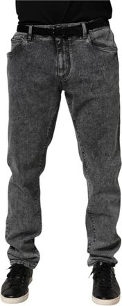 Dolce & Gabbana Slim Fit Katoenen Denim Broek Jeans - Heren - Slim Fit Jeans - Grijs - 3XL - Katoen - Jeans