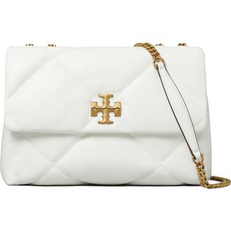 Tory Burch Kira Diamond Quilted Leather Convertible Shoulder Bag in Blanc at Nordstrom