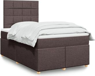 vidaXL Vidaxl - Cama Box Spring Con Colch&oacute;n Tela Marr&oacute;n Oscuro 120x200 Cm