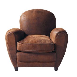 Maisons du monde Sill&oacute;n de piel de antelina marr&oacute;n