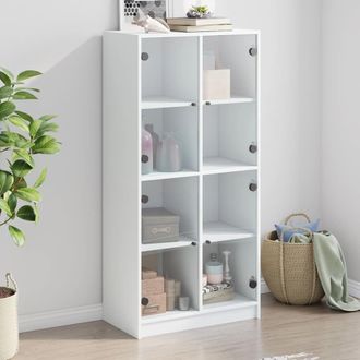 vidaXL Aparador Alto Con Puertas Madera Ingenier&iacute;a Blanco 68x37x142 Cm Vidaxl