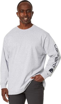 Carhartt Work in Progress Signature Sleeve Logo Long Sleeves T-Shirts Mens T Shirt Heather Gray : 2XL, Cotton/Nylon