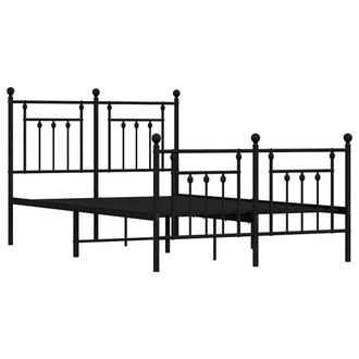 Berkfield Home Metal Bed Frame with Headboard & Footboard Black 135x190 cm Double