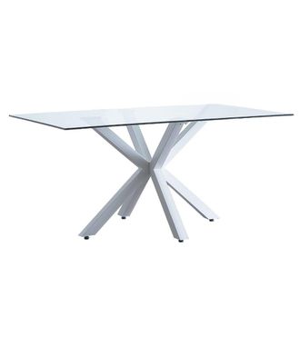 Home Heavenly Mesa comedor cristal 160x90 con patas doble x blancas
