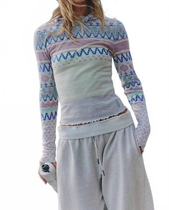 Free People WomenS Movement Breath Easy Printed Layer In Fairisle Titan Plaid