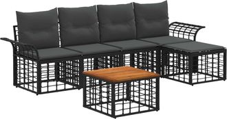 vidaXL Conjunto De Sof&aacute;s De Exterior 6 Uds. Negro Y Gris Oscuro Vidaxl