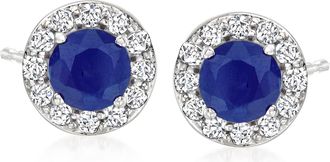 Ross-Simons Sapphire and. Diamond Stud Earrings in 14kt White Gold