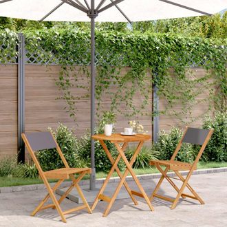 vidaXL Juego De Bistro De 3 Piezas Tela Y Madera Maciza Antracita Vidaxl