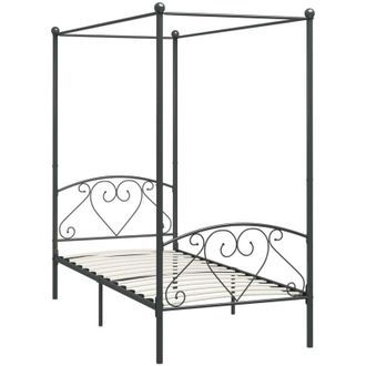 vidaXL 284440 Canopy Bed Frame without Mattress Grey Metal 90x200 cm Vidaxl