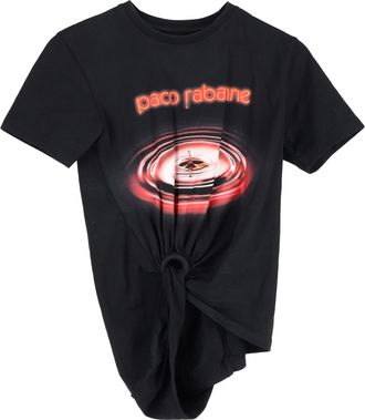 Paco Rabanne Paco Rabanne Drop Gathered T-shirt in zwart katoen