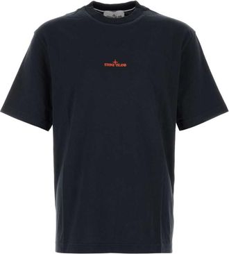 Stone Island Navy Blue Logo Regular T-Shirt